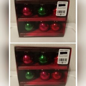 6 Holiday Ball Ornament Place Name Card Holder Red/Green/Pink Lot Of 2 Packages